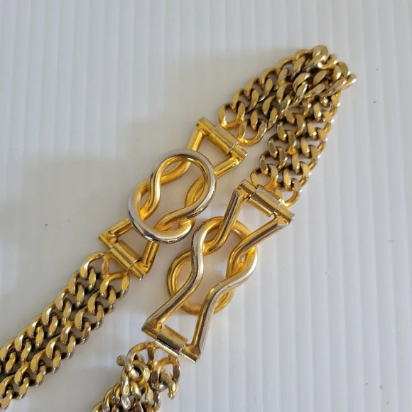 ❤️ 3 for $35 vintage gold toned metal double chain statement belt XS small Y2k - Picture 5 of 7